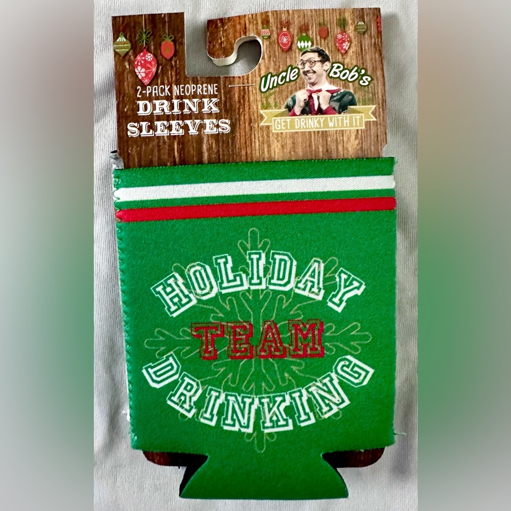 Uncle Bob’s Holiday Team Drinking Neoprene Drink Sleeves 2-Pack Can Koozies